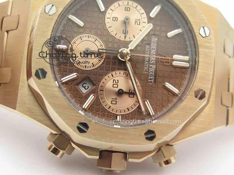 Comfortable Royal Oak 41mm 26331 Chrono RG Brown Textured Dial Gold Subdial On RG Bracelet A 4998