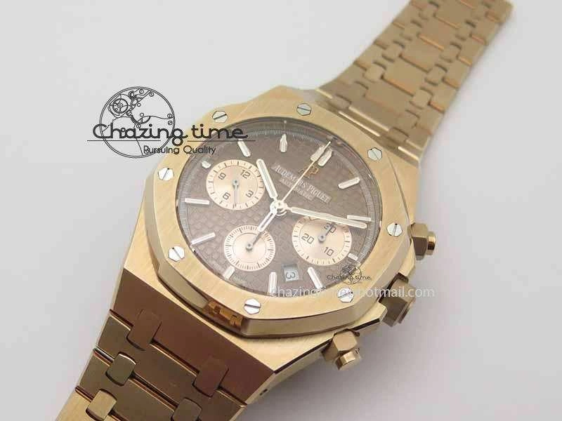Comfortable Royal Oak 41mm 26331 Chrono RG Brown Textured Dial Gold Subdial On RG Bracelet A 4998