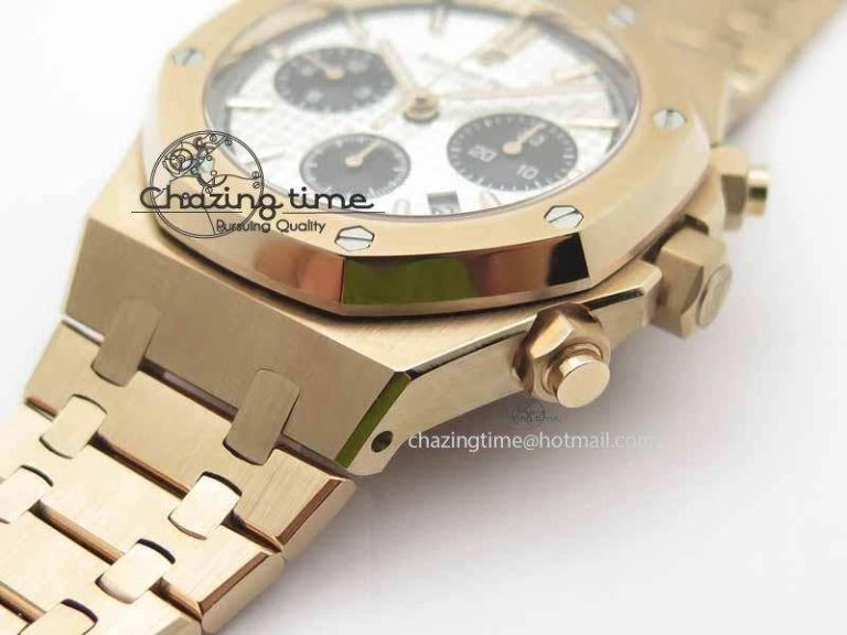 BestValue Royal Oak 41mm 26331 Chrono RG White Textured Dial Black Subdial On RG Bracelet A 4995