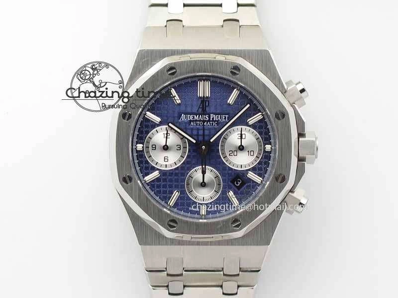 Royal Oak 41mm 26331 Chrono SS Blue Textured Dial White Subdial On SS Bracelet A Stretchable 5000