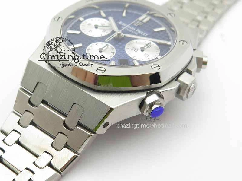 Royal Oak 41mm 26331 Chrono SS Blue Textured Dial White Subdial On SS Bracelet A Stretchable 5000