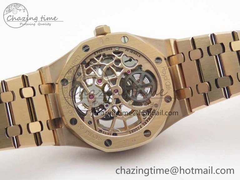 WellDesigned Royal Oak 41mm 26518 Tourbillon RG Best Edition Skeleton Dial On RG Bracelet A 4972