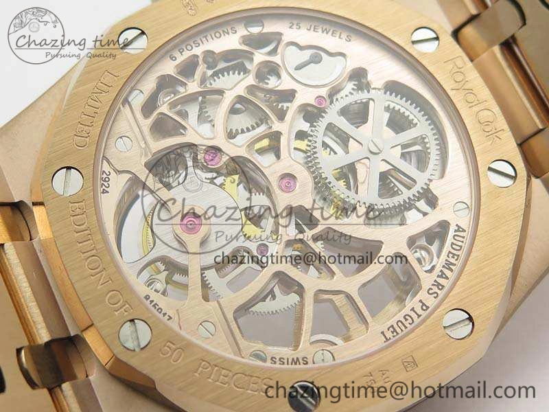 WellDesigned Royal Oak 41mm 26518 Tourbillon RG Best Edition Skeleton Dial On RG Bracelet A 4972