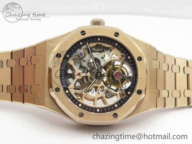 WellDesigned Royal Oak 41mm 26518 Tourbillon RG Best Edition Skeleton Dial On RG Bracelet A 4972