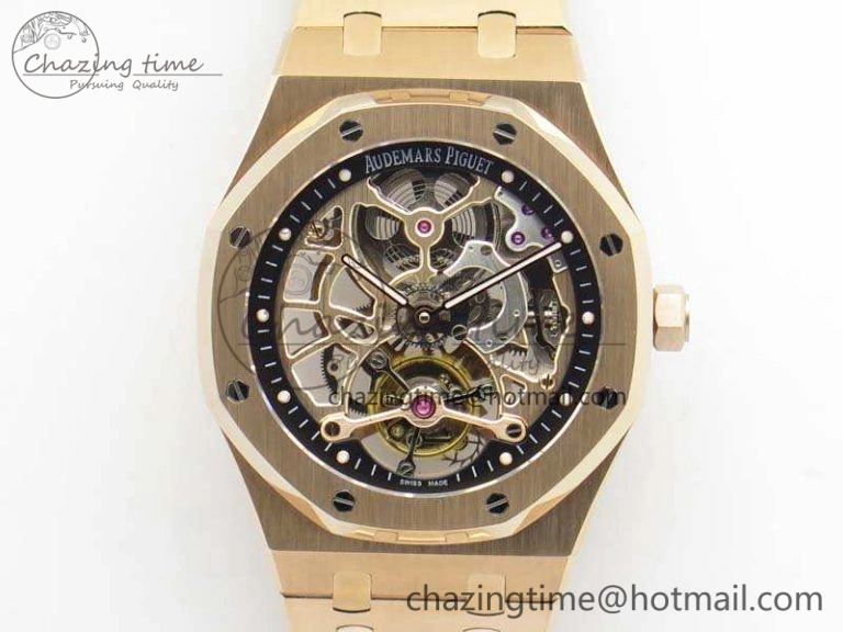 WellDesigned Royal Oak 41mm 26518 Tourbillon RG Best Edition Skeleton Dial On RG Bracelet A 4972