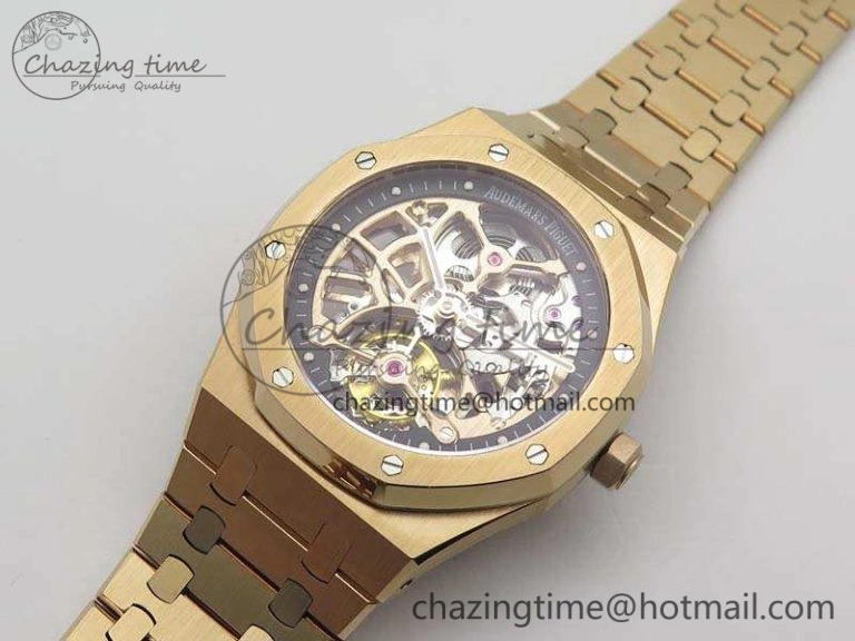WellDesigned Royal Oak 41mm 26518 Tourbillon RG Best Edition Skeleton Dial On RG Bracelet A 4972