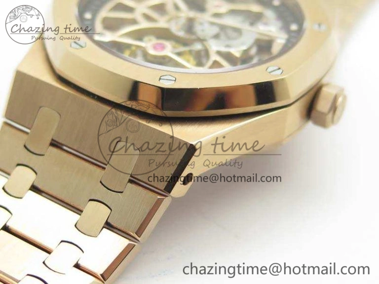 WellDesigned Royal Oak 41mm 26518 Tourbillon RG Best Edition Skeleton Dial On RG Bracelet A 4972