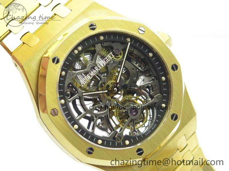 Neat Royal Oak 41mm 26518 Tourbillon YG Best Edition Skeleton Dial On YG Bracelet A 4977