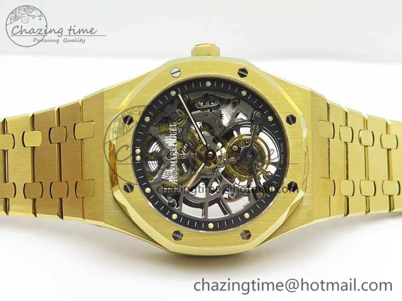 Neat Royal Oak 41mm 26518 Tourbillon YG Best Edition Skeleton Dial On YG Bracelet A 4977