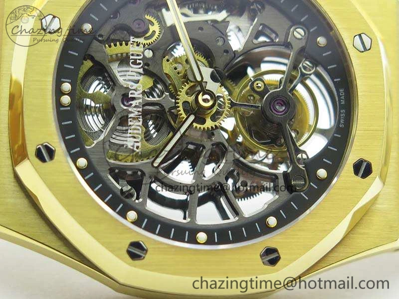 Neat Royal Oak 41mm 26518 Tourbillon YG Best Edition Skeleton Dial On YG Bracelet A 4977