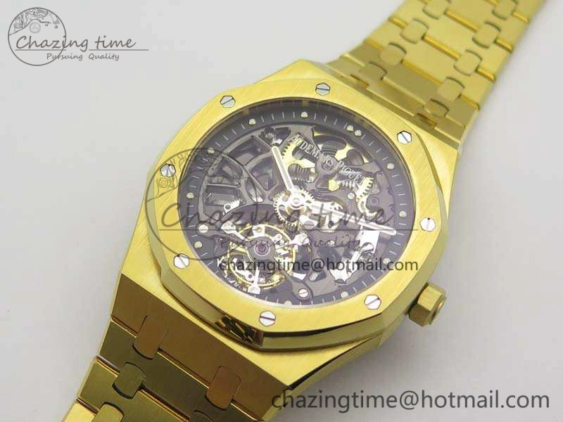 Neat Royal Oak 41mm 26518 Tourbillon YG Best Edition Skeleton Dial On YG Bracelet A 4977