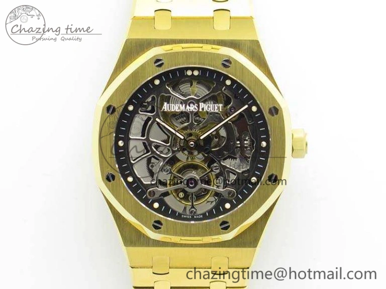 Neat Royal Oak 41mm 26518 Tourbillon YG Best Edition Skeleton Dial On YG Bracelet A 4977