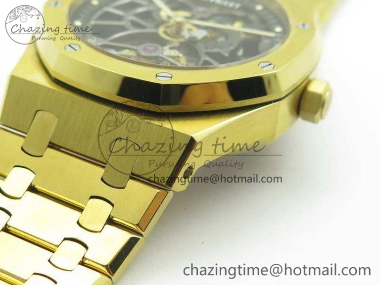 Neat Royal Oak 41mm 26518 Tourbillon YG Best Edition Skeleton Dial On YG Bracelet A 4977