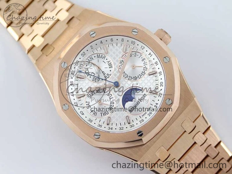 SunProtective Royal Oak 41mm Complicated 26574 RG APSF1:1 Best Edition Silver Dial on RG Bracelet A 4804