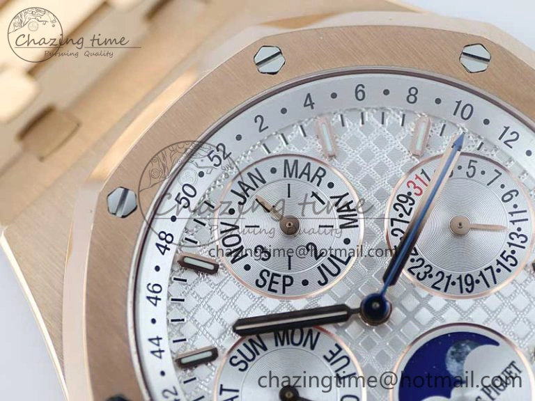 SunProtective Royal Oak 41mm Complicated 26574 RG APSF1:1 Best Edition Silver Dial on RG Bracelet A 4804