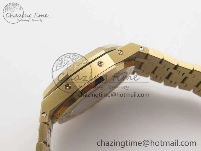 Resilient Royal Oak 41mm Complicated 26574 RG JF 1:1 Best Edition Blue Textured Dial On RG Bracelet A 4990