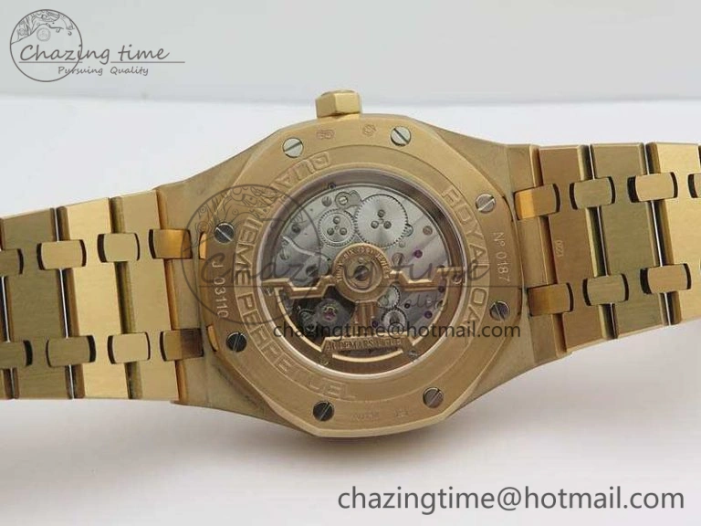 Resilient Royal Oak 41mm Complicated 26574 RG JF 1:1 Best Edition Blue Textured Dial On RG Bracelet A 4990