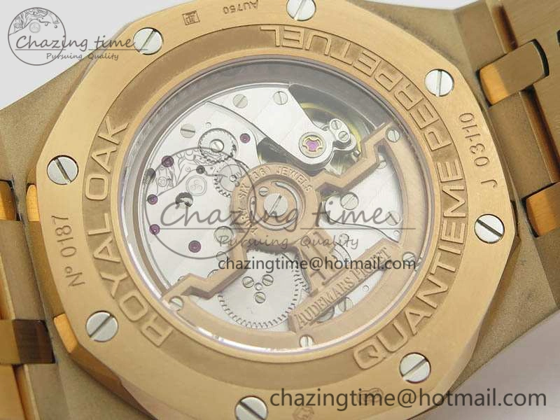 Resilient Royal Oak 41mm Complicated 26574 RG JF 1:1 Best Edition Blue Textured Dial On RG Bracelet A 4990