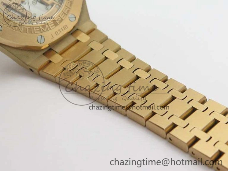 Resilient Royal Oak 41mm Complicated 26574 RG JF 1:1 Best Edition Blue Textured Dial On RG Bracelet A 4990
