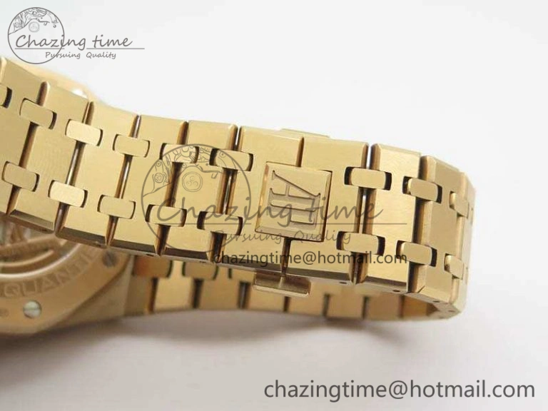 Resilient Royal Oak 41mm Complicated 26574 RG JF 1:1 Best Edition Blue Textured Dial On RG Bracelet A 4990