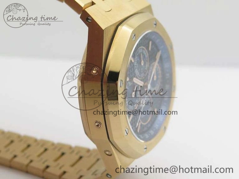 Resilient Royal Oak 41mm Complicated 26574 RG JF 1:1 Best Edition Blue Textured Dial On RG Bracelet A 4990
