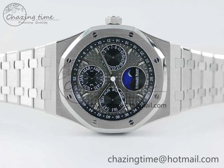 Royal Oak 41mm Complicated 26574 SS APSF 1:1 Best Edition Gray Black Dial on SS Bracelet A Breathable 4798