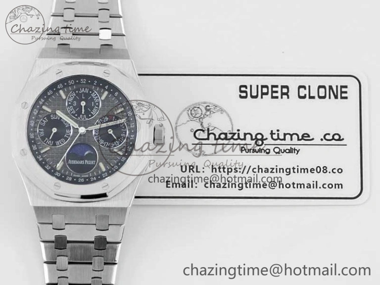 Royal Oak 41mm Complicated 26574 SS APSF 1:1 Best Edition Gray Black Dial on SS Bracelet A Breathable 4798