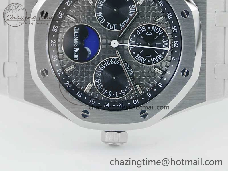 Royal Oak 41mm Complicated 26574 SS APSF 1:1 Best Edition Gray Black Dial on SS Bracelet A Breathable 4798