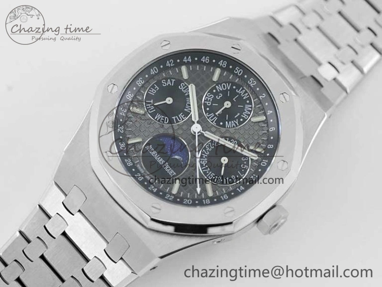 Royal Oak 41mm Complicated 26574 SS APSF 1:1 Best Edition Gray Black Dial on SS Bracelet A Breathable 4798