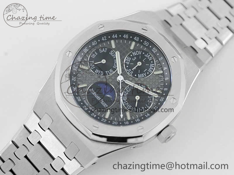 Royal Oak 41mm Complicated 26574 SS APSF 1:1 Best Edition Gray Black Dial on SS Bracelet A Breathable 4798
