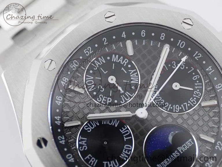 Royal Oak 41mm Complicated 26574 SS APSF 1:1 Best Edition Gray Black Dial on SS Bracelet A Breathable 4798