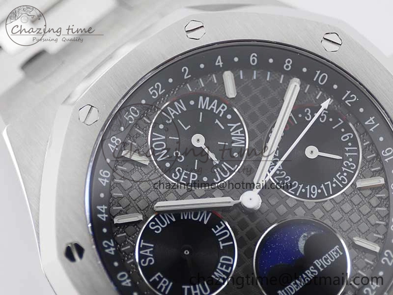 Royal Oak 41mm Complicated 26574 SS APSF 1:1 Best Edition Gray Black Dial on SS Bracelet A Breathable 4798