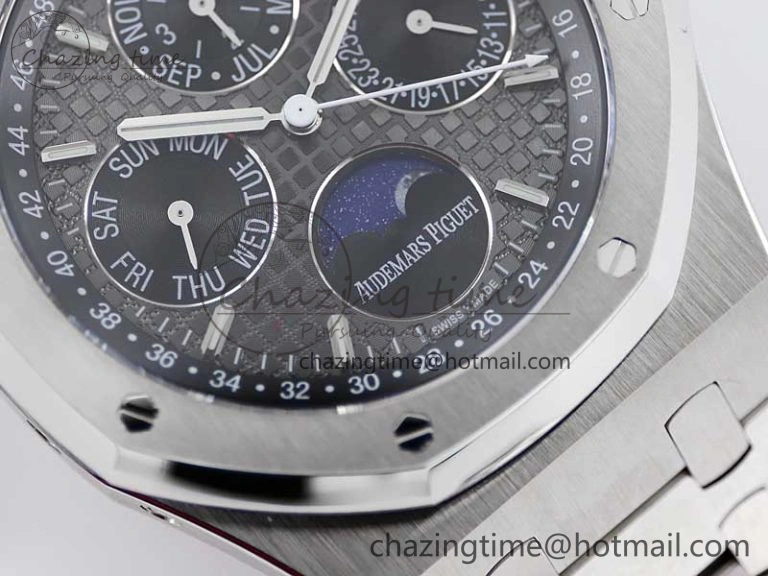 Royal Oak 41mm Complicated 26574 SS APSF 1:1 Best Edition Gray Black Dial on SS Bracelet A Breathable 4798