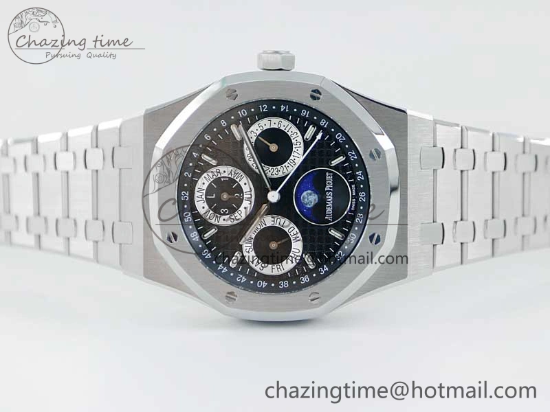 EasyMatch Royal Oak 41mm Complicated 26574 SS APSF1:1 Best Edition Black Silver Dial on SS Bracelet A 4800