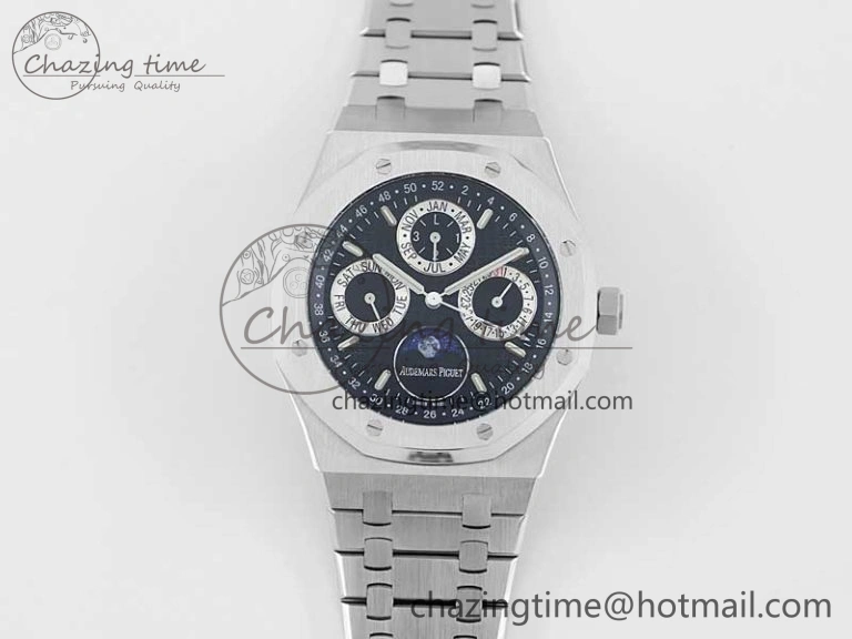 EasyMatch Royal Oak 41mm Complicated 26574 SS APSF1:1 Best Edition Black Silver Dial on SS Bracelet A 4800