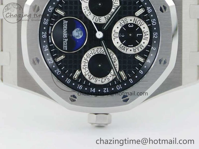 EasyMatch Royal Oak 41mm Complicated 26574 SS APSF1:1 Best Edition Black Silver Dial on SS Bracelet A 4800