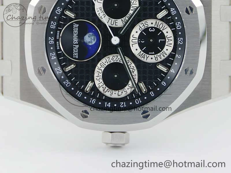 EasyMatch Royal Oak 41mm Complicated 26574 SS APSF1:1 Best Edition Black Silver Dial on SS Bracelet A 4800