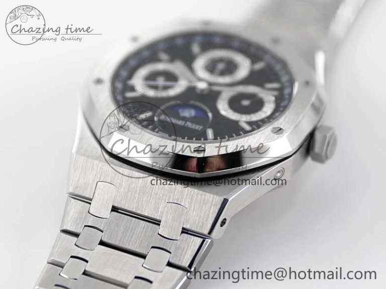 EasyMatch Royal Oak 41mm Complicated 26574 SS APSF1:1 Best Edition Black Silver Dial on SS Bracelet A 4800