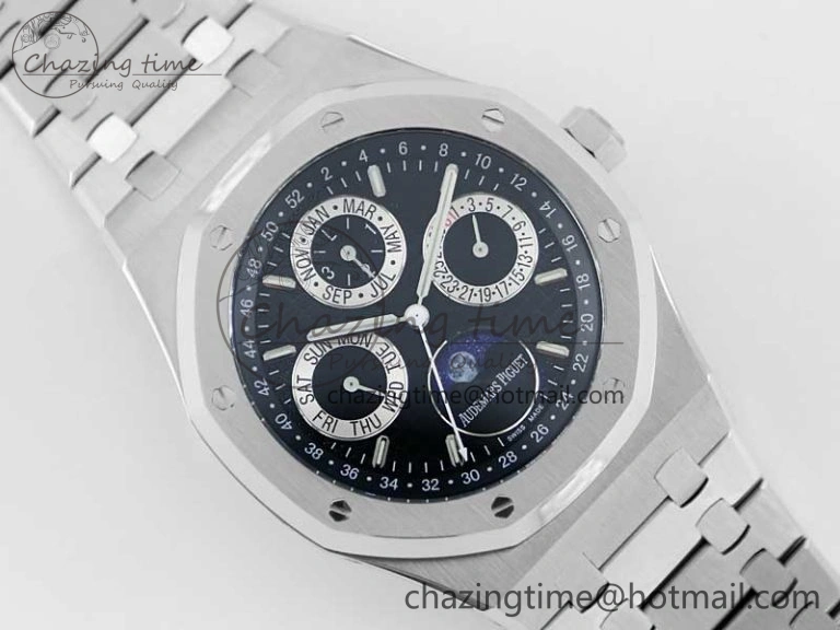 EasyMatch Royal Oak 41mm Complicated 26574 SS APSF1:1 Best Edition Black Silver Dial on SS Bracelet A 4800