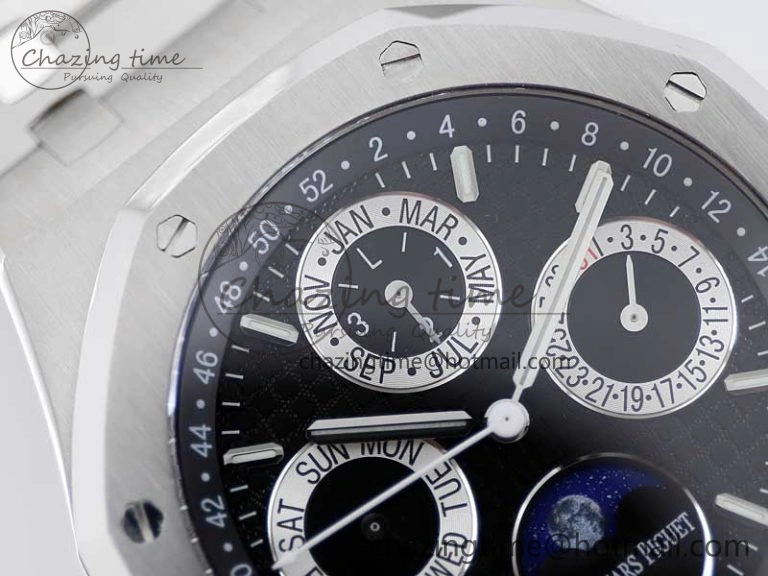 EasyMatch Royal Oak 41mm Complicated 26574 SS APSF1:1 Best Edition Black Silver Dial on SS Bracelet A 4800