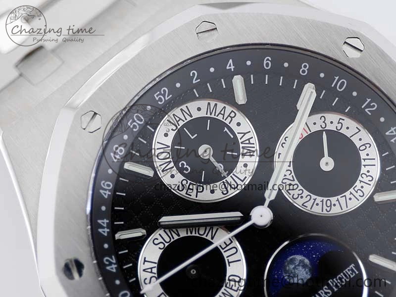 EasyMatch Royal Oak 41mm Complicated 26574 SS APSF1:1 Best Edition Black Silver Dial on SS Bracelet A 4800