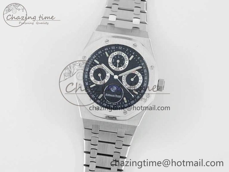 EasyMatch Royal Oak 41mm Complicated 26574 SS APSF1:1 Best Edition Black Silver Dial on SS Bracelet A 4800
