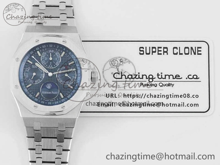 Thermal Royal Oak 41mm Complicated 26574 SS APSF1:1 Best Edition Blue Dial on SS Bracelet A 4794