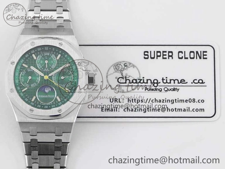 Classic Royal Oak 41mm Complicated 26574 SS APSF1:1 Best Edition Green Dial on SS Bracelet A 4796