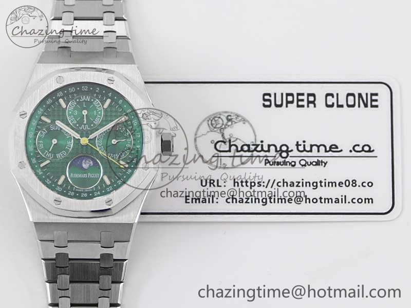 Classic Royal Oak 41mm Complicated 26574 SS APSF1:1 Best Edition Green Dial on SS Bracelet A 4796