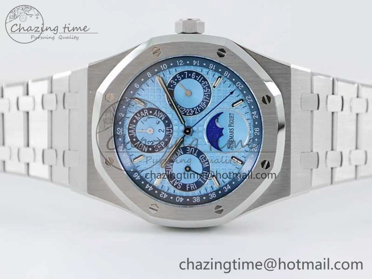 Supportive Royal Oak 41mm Complicated 26574 SS APSF1:1 Best Edition Ice Blue Dial on SS Bracelet A 4793