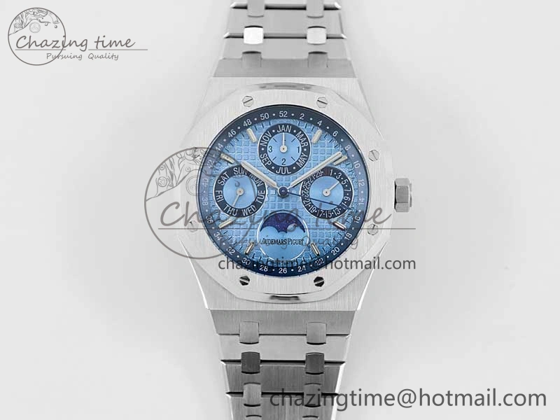 Supportive Royal Oak 41mm Complicated 26574 SS APSF1:1 Best Edition Ice Blue Dial on SS Bracelet A 4793