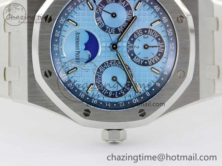Supportive Royal Oak 41mm Complicated 26574 SS APSF1:1 Best Edition Ice Blue Dial on SS Bracelet A 4793