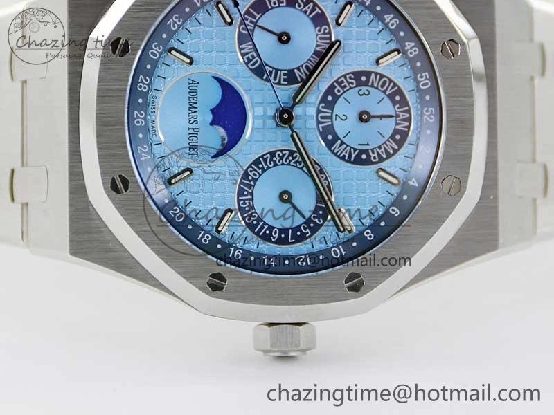 Supportive Royal Oak 41mm Complicated 26574 SS APSF1:1 Best Edition Ice Blue Dial on SS Bracelet A 4793