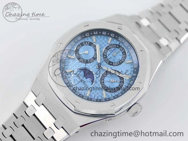 Supportive Royal Oak 41mm Complicated 26574 SS APSF1:1 Best Edition Ice Blue Dial on SS Bracelet A 4793